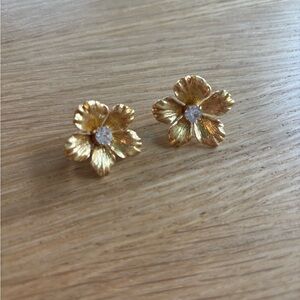 J.Crew Gold Floral Stud Earrings